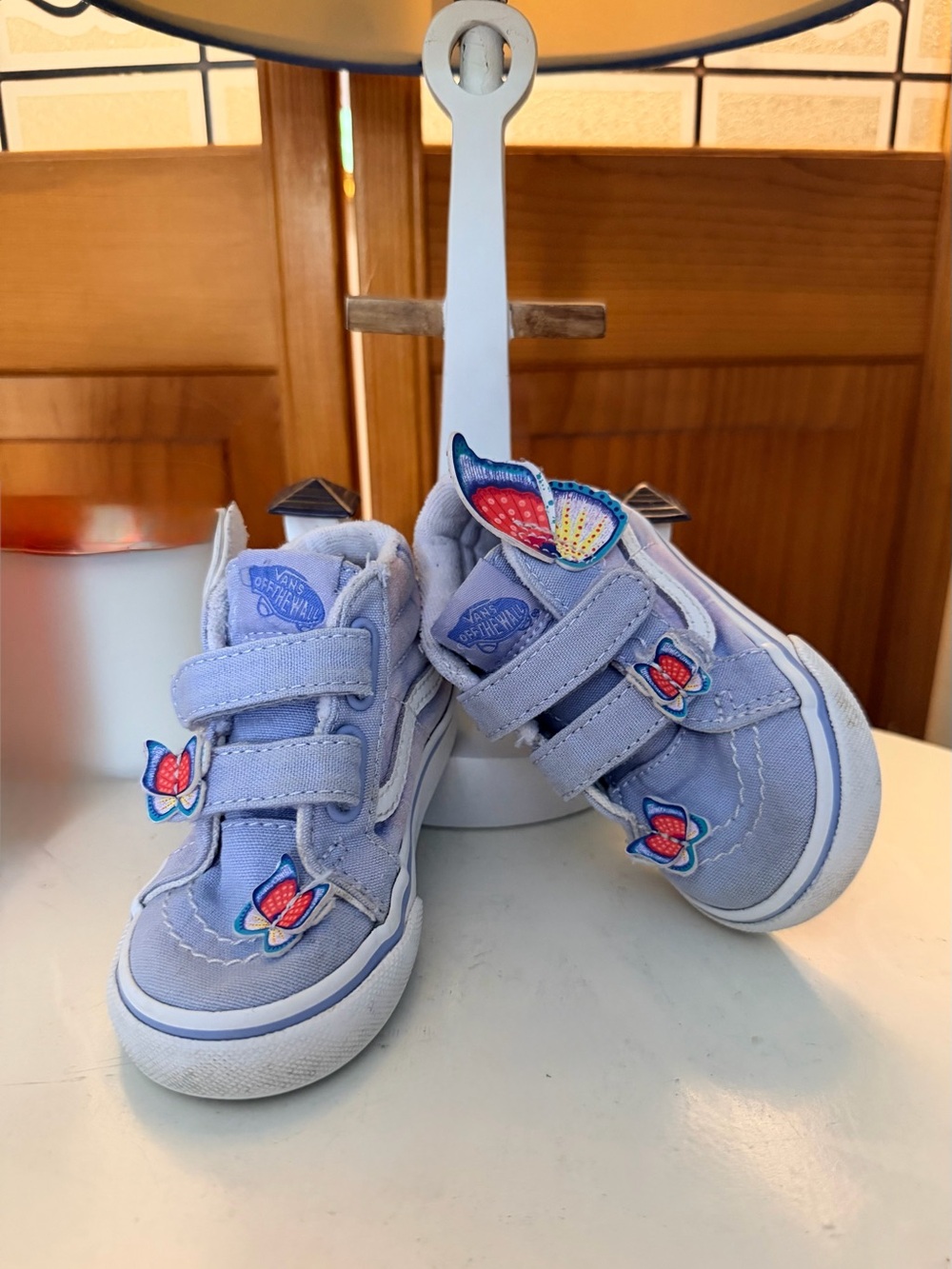 Vans Kids Light Purple Butterfly Velcro Sneakers